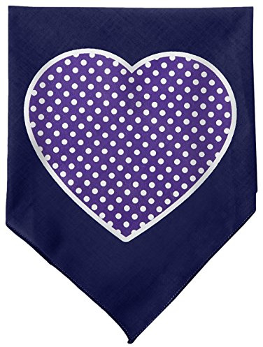 Mirage Purple Swiss Dot Heart Screen Print Dog Bandana, Small, Navy Blue