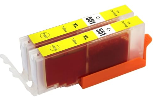 Go Inks Compatible CLI-551 XL Yellow Ink Cartridges - 2 Pack replacement for Canon PIXMA Printers - 12ml - 551 XL Multipack - High Yield - 2x Y