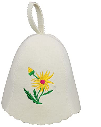 GMMH® Saunahut aus Wollfilz, Saunamütze für Damen, Blumen Muster und Design, Filz Kopfschutz Saunakappe Filzkappe Mütze Filzhut Hut Kappe für Sauna, Banya, Finnische Sauna (Löwenzahn 1123)