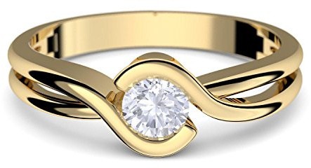 Gold-Ring Verlobungsringe Gelbgold 333 echt Gold von AMOONIC mit Zirkonia Stein inkl. Luxusetui +Goldring Gelbgold Ring wie Diamant Ehering Gold Trauring Damenschmuck FF388GG333ZIFA56