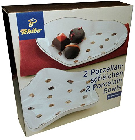 Tchibo Porzellan Schälchen 2er Set Platinrand