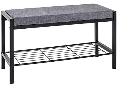 HAKU Möbel Schuhbank grau, schwarz, Metall, Textilgewebe - Maße: B 80 cm x H 48 cm x T 32 cm, Style: Modern