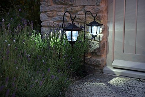 Smart Garden 2 x Solar Outdoor Garden Coach Lantern Lights With Shepherds Hooks
