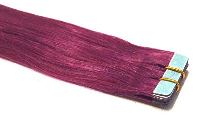 Tape In / On 100% Echthaar Remy Hair Extensions Haarverlängerung 2,5g / Tresse (50cm - 10 Tressen - Violett)