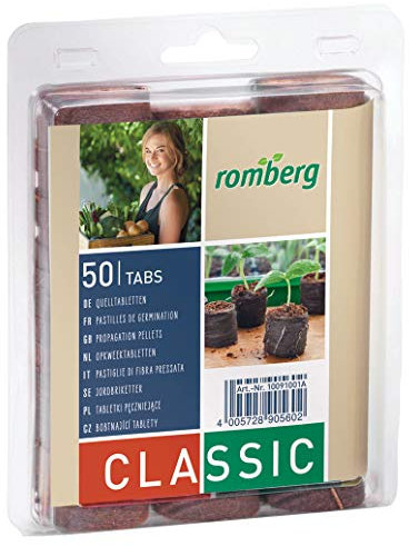 Romberg Kokos-Quelltabletten ø 36 mm (50 Stück; für Kräuter, Blumen und Gemüse; Start-Dünung; torffrei) 10091001