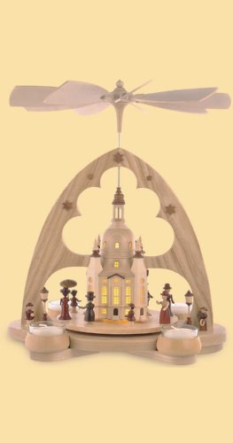 Müller Bogenpyramide Frauenkirche mit LED 36cm Erzgebirge