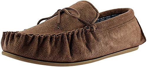 Mokkers Mens Leather Suede Slippers Slip On Moccasin Stitched TPR Sole Shoes Size