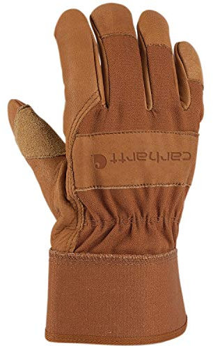 Carhartt Men's Grain Leather Work Glove with Safety Cuff Cold Weather, Brown, XL