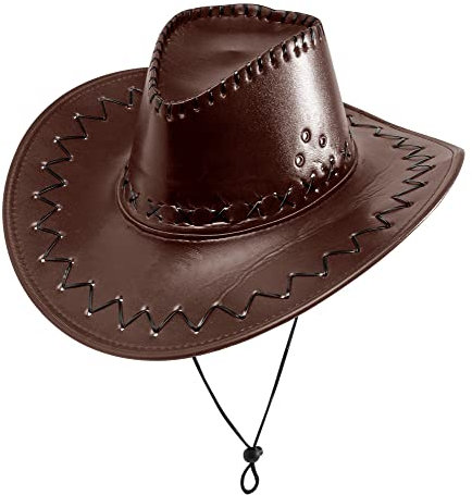 W WIDMANN MILANO Party Fashion - Chapeau de cowboy en similicuir, ranger, shérif, cowgirl, western, carnaval