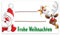 Weihnachtsaufkleber Weihnachtssticker Weihnachtsmann und Rentier zum Beschriften Größe (B x H) 74 x 42 mm, 100 Stück auf Rolle, Haftpapier glänzend
