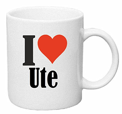 Reifen-Markt Kaffeetasse I Love Ute Keramik 330 ml in Weiss
