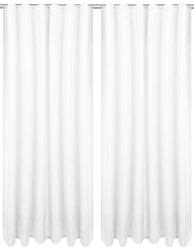 Bestlivings Dekoschal Ellen 2er Pack inkl. Raffhalter (140x245cm / Weiß) Blickdichter Vorhang mit Kräuselband Gardine mit Universalband für Wohnzimmer Schlafzimmer