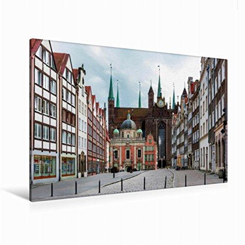 Premium Textil-Leinwand 120 x 80 cm Quer-Format Die Marienkirche von Danzig | Wandbild, HD-Bild auf Keilrahmen, Fertigbild auf hochwertigem Vlies, Leinwanddruck von Carmen Steiner und Matthias Konrad