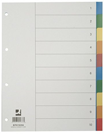 Q – Connect – kf01836 hojas separadoras, registro de colores, maletín Banderas, universal registro registro plástico A4 10 piezas multicolor