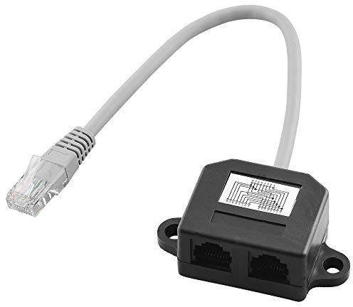 BestPlug DSL LAN Netzwerk Kabel Adapter Verteiler Splitter Weiche, 1 RJ45-Stecker männlich auf 2 RJ45 Buchse Kupplung weiblich, mit 15cm Kabel, Grau