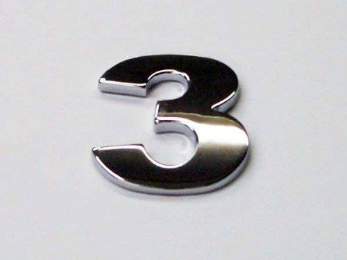 Adesivo numero 3 per auto, cromato, con retro autoadesivo