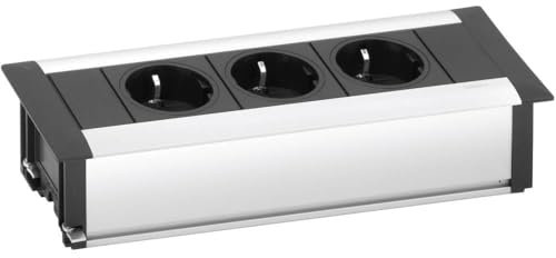 Schulte 1596 1000 0900 Einbau Steckdosenleiste EVOline Frame-Dock 3xSchukosteckdose Alu, 230 V