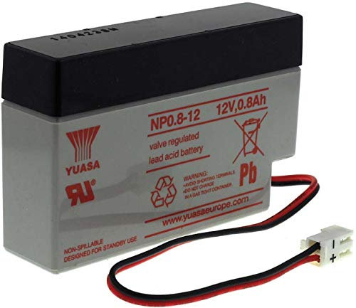 YUASA Rechargeable lead battery NP0.8-12, 12V, Lead-Acid