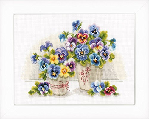 Vervaco Pretty Pansies Counted Cross Stitch Kit, Multi-Colour