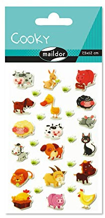 MY MANDARINE 560352C - 3D Stickers Cooky, 1 Stickerbogen 7,5x2cm, 28 Stickers, Bauernhoftiere, 1 Stück