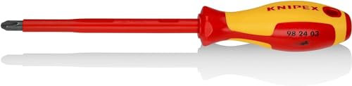 Knipex Giravite per Elettricisti per Viti con Impronta a Croce Phillips Brunita, Impugnatura Isolante, in Materiale Bicomponente, Collaudato Vde 270 Mm 98 24 03