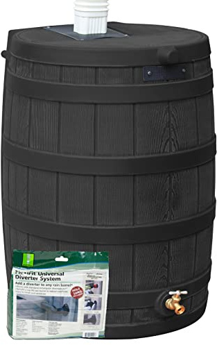 Good Ideas RW50-DIV-BLK Rain Wizard 50-Gallon Diverter Kit, Black