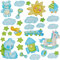 alles-meine.de GmbH 29 TLG. Set Wandtattoo/Fensterbilder - Schaukelpferd & Teddybär - Babyspielzeug - für Baby´s selbstklebend - Baby blau Teddy Eisenbahn Wandsticker - Zug..