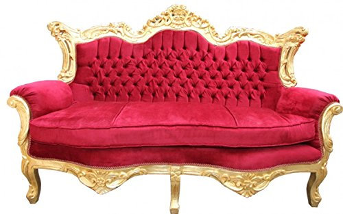 Casa Padrino Barock 2er Sofa Master Bordeaux Rot/Gold Mod2 - Wohnzimmer Möbel Loung Couch