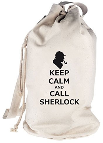 Keep Calm And Call Sherlock, bedruckter Seesack Umhängetasche Schultertasche Beutel Bag, Größe: onesize,natur