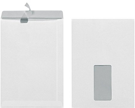 Herlitz Versandtasche C5, 90 g/qm, Selbstklebend, mit Fenster und Innendruck, weiß (500er Karton)