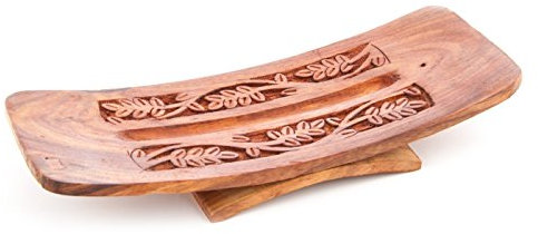 Räucherstäbchenhalter Stäbchenhalter Blätter 26 cm, Holz braun, extrabreiter Halter zum Räuchern von Räucherstäbchen, Räucherzubehör