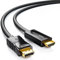 deleyCON 3,0m DisplayPort auf HDMI Kabel (für Monitor/TV/Beamer) Adapter DP Stecker zu HDMI Stecker - für DP Computer/PC/Grafikkarte auf HDMI Monitor/TV/Beamer- Schwarz