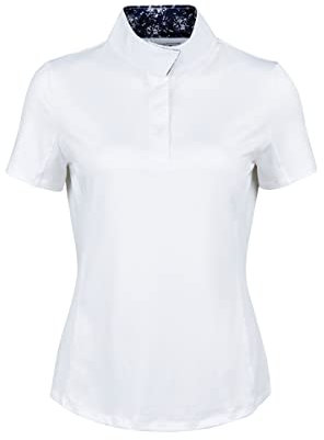 Dublin Ria Short Sleeve Competition Shirt, White/Navy, Ladies Extra Extra Large