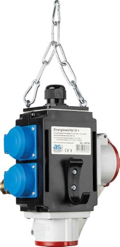 as - Schwabe MIXO Energiewürfel - Hängeverteiler - Stromverteiler - 2 Schutzkontaktsteckdosen (230V/16A), 2 CEE Steckdosen (400V/16A/5-polig) - mit Druckluftanschluss - IP44 - Made in Germany, 60736