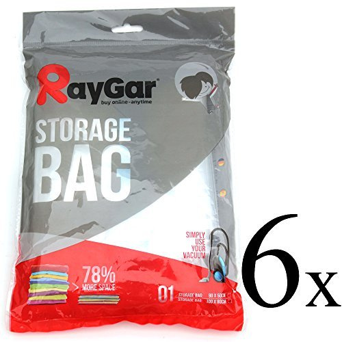 RayGar 6 Large Vacuum Compressed Storage Saving Space Bag Bags 100 X 80 cm Clothing, Duvets, Bedding, Pillows, Curtains - New
