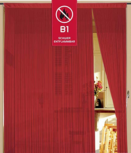 Kaikoon Fadenvorhang Fadenstore Messe B1 schwer entflammbar 90 cm x 240 cm (BxH) rot