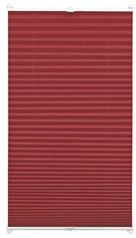 Gardinia Plissee zum Klemmen, Blickdichtes Faltrollo, Alle Montage-Teile inklusive, EASYFIX Plissee verspannt mit Zwei Bedienschienen, Bordeauxrot, 100 x 130 cm (BxH)