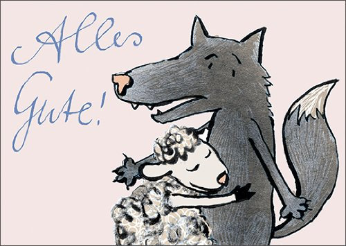 Kartenkaufrausch Lustige Geburtstag Grußkarte mit Wolf und Schaf: Alles Gute! • auch zum direkt Versenden mit Einleger • edle Gratulationskarte zum Geburtstag mit Umschlag