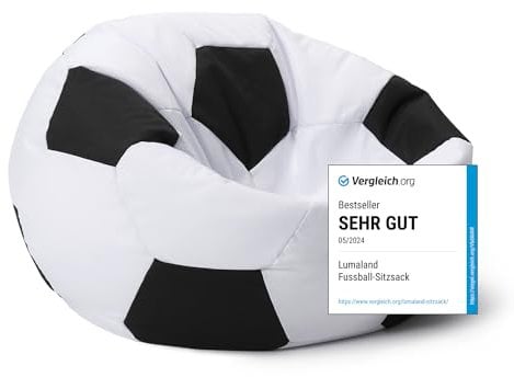 Lumaland Fussball-Sitzsack (110 cm Ø): Der Hattrick fürs Sitzgefühl | So geht stilechtes Mitfiebern sowohl Indoor als auch Outdoor | Waschbarer Bezug
