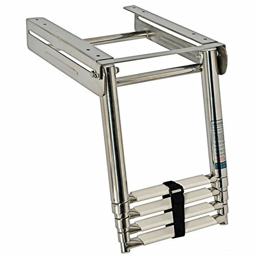 Osculati Edelstahl Teleskop-Badeleiter für Plattform umklappbar, Größe:4 Stufen