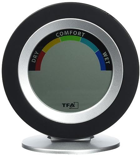 TFA Dostmann Thermo-Hygrometer digital Cosy, 30.5019.01, für Innenräume zur Raumklimakontrolle, Temperatur, Luftfeuchtigkeit, schwarz