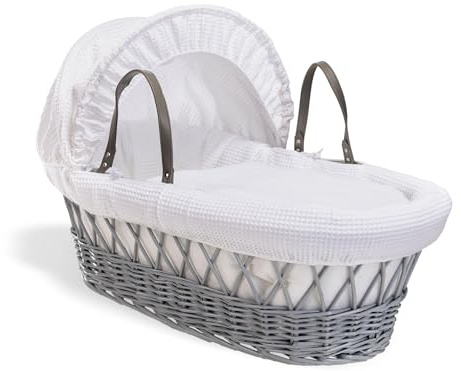 Waffle Grey Wicker Moses Basket