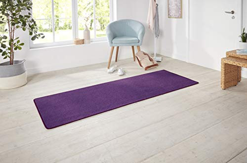 Hanse Home Nasty Läufer – Flauschiger Kurzflor Teppich Einfarbig Unifarben für Esszimmer, Wohnzimmer, Kinderzimmer, Flur, Schlafzimmer, Küche – Uni Violett, 80x200cm