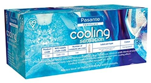 Pasante Cooling, Spezial-Kondome - kühlende Kondome mit Rippen, 1 x 144 Stück