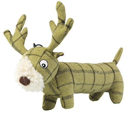 House of Paws Tweed Plush Long Stag Dog Toy, Green