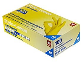 AMPri Nitrilhandschuhe, gelb, 100 Stück/Box, Größe S, puderfrei, Style Lemon by Med-Comfort: Nitril Einmalhandschuhe, Einweghandschuhe in den Größen XS, S, M, L, XL