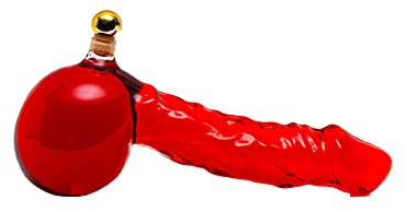 slkfactory SLK GmbH - 1 Bouteille Décorative 350ml Vide en Verre Brandy, Vodka, Whisky Absinthe Soufflé à La Main avec Bouchon en Liège Doré Forme de pénis de