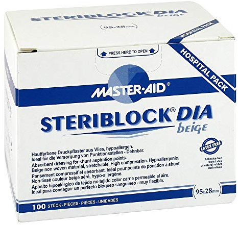 STERIBLOCK DIA 28x95 mm Kompressionspfl.ster.beige 100 St