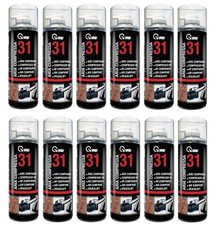 Aria compressa spray per pulizie, contro la polvere, modello 17231, 12 lattine da 400 ml, senza clorofluorocarburi