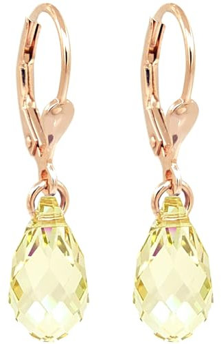 Ohrringe Rosegold Grün Gelb Tropfen Kristalle 925 Silber Ohrhänger NOBEL SCHMUCK